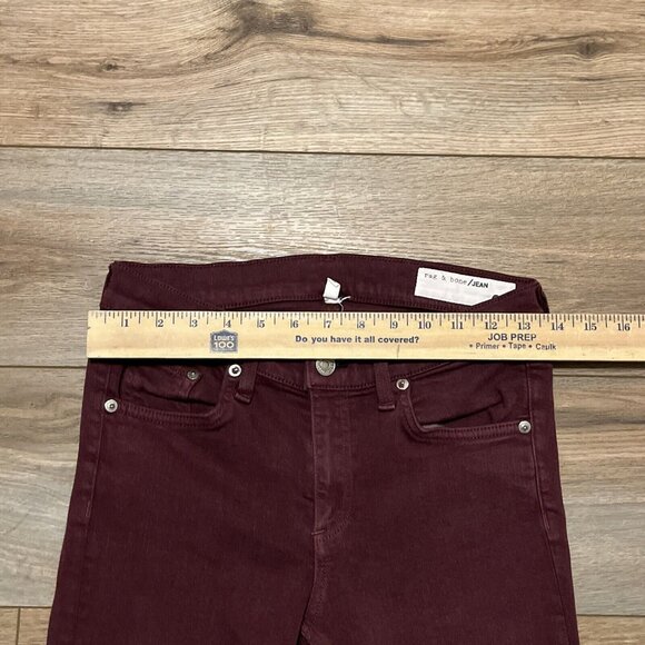 Rag & Bone Skinny Ankle Jeans SZ 27 Maroon Red Stretch Denim Mid Rise - Picture 4 of 12